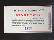 DINKY TOYS - Certificat