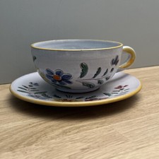 Tasse À Thé Petit Déjeuner Faïence Craquelée Motif Floral AE Gitna Vallauris