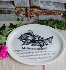 ANCIENNE ASSIETTE GIEN OVALE DECOR POISSON
