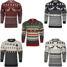 Xact Pull De Noël Hommes, Col Rond, Style Traditionnel Fair Isle Nordique