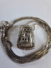 collier, chaîne, pendentif en argent massif, Sautoir 60 Cm, Zirconiums 