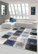 Tapis de salon Designer et Modern tapis en Bleu Gris Noir