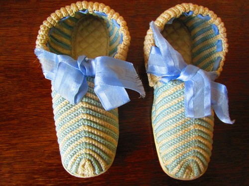 Ancien chaussons tricot - chaussons,
