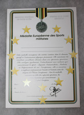 diplôme vierge de la médaille européenne des sports militaires