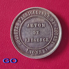 Dépt 89 - Joigny - Beau Jeton de Présence en Argent Poinçon Abeille de 1865