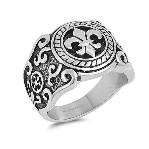 Bague fleur lys acier - bague,