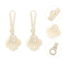  2pcs rideau en bois de perle à limotes rideaux à rideaux ceintures de rideaux