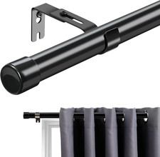 Tringle À Rideau Avec Embouts Cap 198Cm, Tringle À Rideau Noire Avec Supports Fi