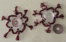 2 coupelles de lustre asiatique avec perles grenat coupe cuivre Chine