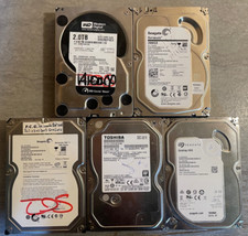 lot de 5 disques dur 3.5 pouces, fonctionnels en Prudence, 2 x 2 to + 3 x 1 to