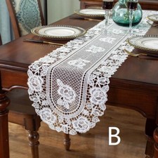 30X180cm Vintage Style Blanc Crochet Dentelle Table Tapis Mariage Fête Dîner Bal