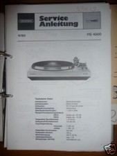 Service Manuelle Grundig Ps 4000 Tourne-Disque, Original