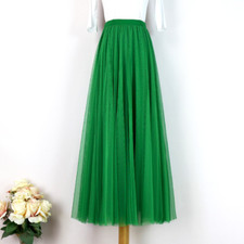 Femme Long Maille Jupe Taille Haute Tulle Superposé Tutu Maxi Pur Plissé Swing