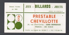 Bordeaux    carte comerciale  RESTABLE CHEVILLOTTE billards  /jourets   PPP14729