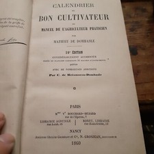 calendrier du bon cultivateur MATHIEU de DOMBASLE librairie agricole 1860