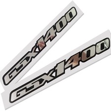 GSX 1400 Moto Stickers Personnalisé Graphique Argent Chromé Sur Noir X 2 Pièces