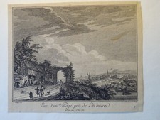 Adrian ZINGG (1734-1816) GRAVURE XVIII° PAYSAGE VUE VILLE SUISSE SAVOIE MOULIN