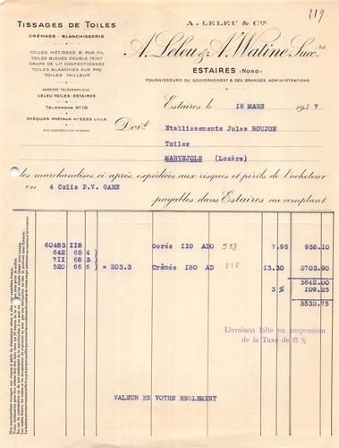 Facture 1937 leleu a - facture, &