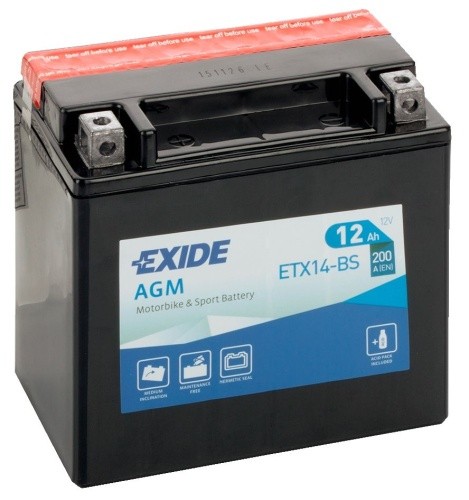 Batterie moto etx14 exide - batterie, etx14-bs