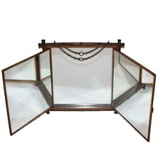 Ancien miroir de barbier triptyque entourage en bois