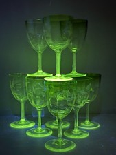 Lot de 9 Verres à Eau ou à Vin gravés en Verre semi-cristal Ouralin Ouraline