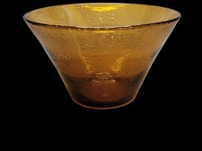 large grand saladier verre de biot ambré  verrerie de Biot~ 30cm diametre 2.4kg