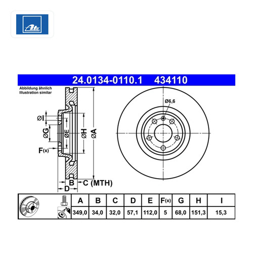 Lot disques frein ate - de,