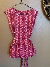 Vintage Floral Apron Blouse with Pockets