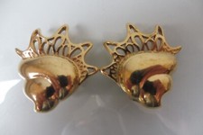 Belles Grandes Boucles D'Oreilles / Clips, Dorées, Pierre Lang