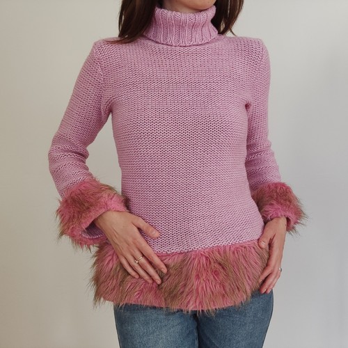 Y2k pull rose col roulé - -,