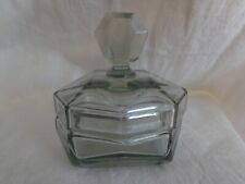 Vintage POUDRIER en Cristal Accessoire de Toilette Boîte Flacon Prise Facettée 