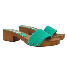 Mules Pour Femme En Cuir Et Talon 4,5 CM - Fabriqué En Italie - G901 CAM VERDE