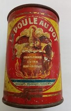 Ancienne Boîte Publicitaire La Poule Au Pot 10 Cm