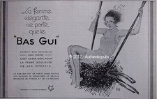 PUBLICITE LES BAS GUI EN SOIE NATURELLE FIL D'ECOSSE LINGERIE DE 1930 FRENCH AD
