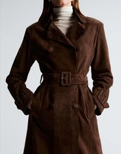 Trench femme en cuir daim
