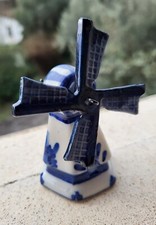 Moulin de Hollande  Miniature Porcelaine Delft Décor Main 9x5x3,5 Cm 