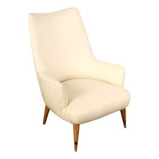 Fauteuil Vintage Tissu Bois