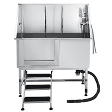 Baignoire Chien Animaux Compagnie Acier Inox 127 cm Filtre Escalier Gauche