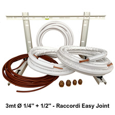 Kit d'installation pour climatiseur mono - 3 m cuivre 1/4'' + 1/2'' avec support