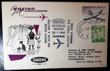 Enveloppe 1er liaison par avion a réaction Bruxelles-Johansbourg 25-1-1960