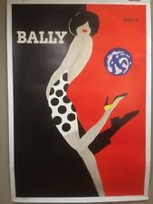 B. VILLEMOT Affiche ORIGINALE BALLY Entoilée  de 1989 / 175 X 119 CMS