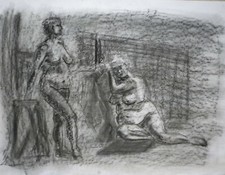 André Cottavoz (1922 – 2012) – Études de nus féminins - Sauna - Maison close