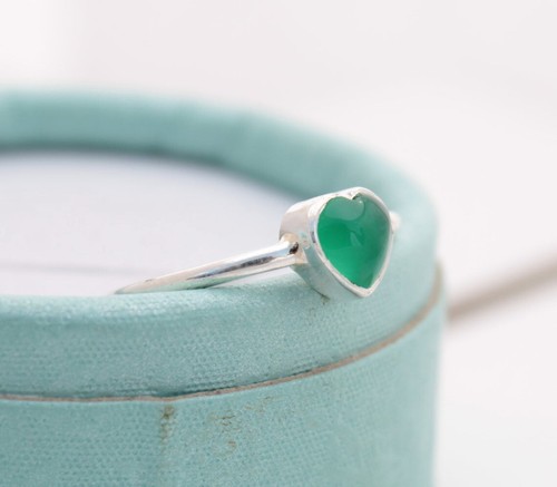 Forme coeur vert onyx bague - vert,
