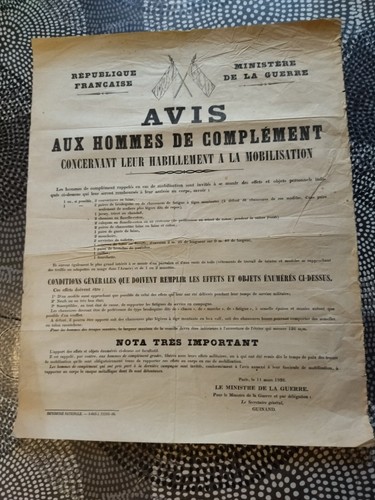 Affiche militaire 1936 - , avis