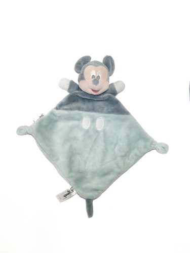 Doudou plat mickey bleu gris - doudou,