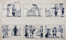 Planche originales Dessin de Maurice MOTET vers 1910 clown cinéma cirque