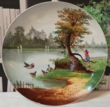 Ancienne Grande Assiette Plat Semi Creux Porcelaine /Décor Enfants Château