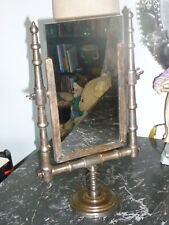 ANCIEN MIROIR SUR PIED DE TABLE PIVOTANT PSYCHE EN METAL DOUBLE FACE LOF 38 CM