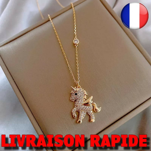 Collier licorne cheval strass - collier,