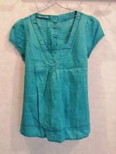Blouse bleu turquoise lin T36